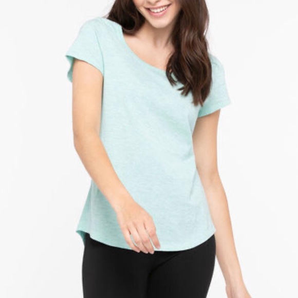 2/$15 Ricki’s Striped Scoop Neck T-Shirt Aqua Size L NWT - Picture 2 of 5
